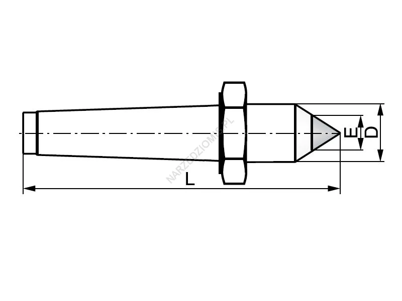 Rysunek techniczny: Kieł stały zewnętrzny z nakrętką i końcówką z węglików spiekanych: T.8726 MS0 - KOLNO